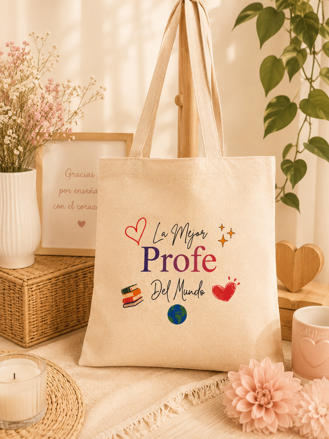 Tote Bag Personalizada para Profesora – “La Mejor Profe del Mundo”